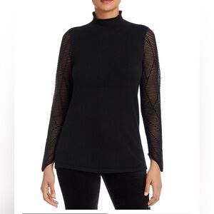 Nic + Zoe mock neck sheer sleeve sweater